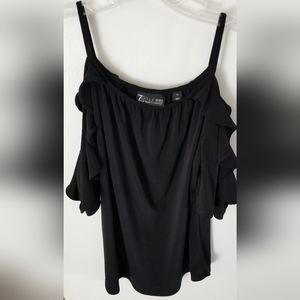 NY & Co. Black cold shoulder poly top
